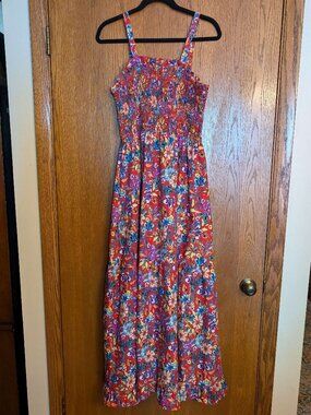 B.O.G. Collective Women's Floral Smocked Maxi Dress Red Size Large